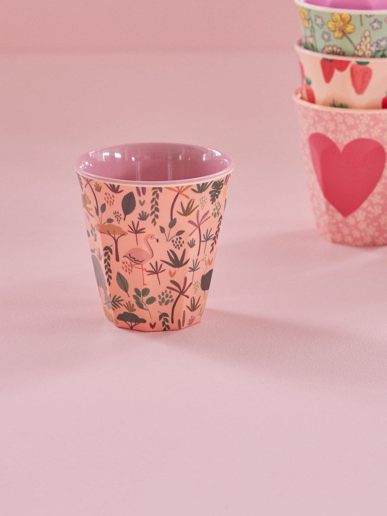 RICE - Gobelet 250 ML - MEDIUM- Corail imprimé Jungle